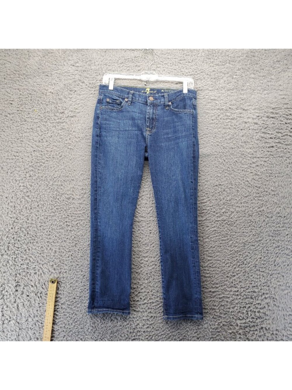 7 For All Mankind Jeans Womens 28 Blue Skinny Crop & Roll Stretch Denim